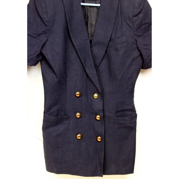 VTG 90s SBS Collection Navy Blue Silk Skirt Suit sz 12 Women Work Shoulder Pads - Picture 5 of 13